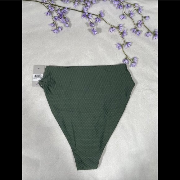 NWT‎ $45 Chelsea28 Easy Retro High Waist Swim Bikini Bottoms Green [ XXS ] #3760 - Picture 9 of 11
